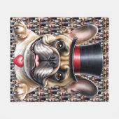 Französische Bulldogge Zylinder French Bulldog フリースブランケット (正面(横))