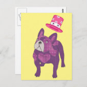 Französische Bulldogge Zylinder French Bulldog ポストカード (正面/裏面)