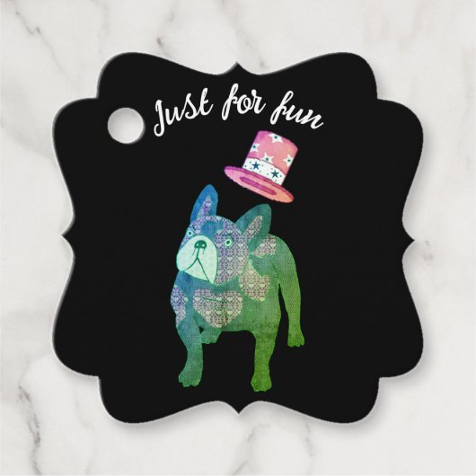 Französische Bulldogge Zylinder Neujahr フェイバータグ (正面)