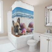 Französische Bulldoggen am Strand Duschvorhang シャワーカーテン (インサイチュ)