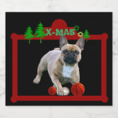 Französische Bulldoggen Christmas french Bulldog ビールラベル (シングルラベル)