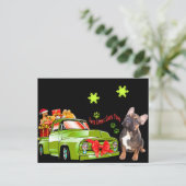 französische Bulldoggen Christmas French Bulldog ポストカード (スタンド正面)