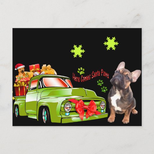 französische Bulldoggen Christmas French Bulldog ポストカード (正面)