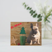französische Bulldoggen Christmas French Bulldog ポストカード (スタンド正面)