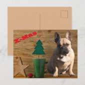 französische Bulldoggen Christmas French Bulldog ポストカード (正面/裏面)