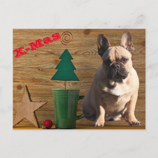 französische Bulldoggen Christmas French Bulldog ポストカード (正面)