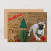  französische Bulldoggen Christmas French Bulldog  ポストカード (正面/裏面)