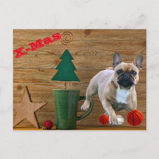französische Bulldoggen Christmas French Bulldog ポストカード