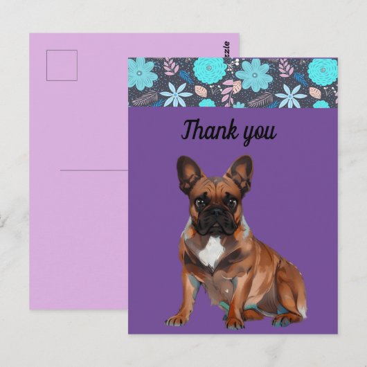 französische Bulldoggen Dankeschön French Bulldog ポストカード (正面/裏面)