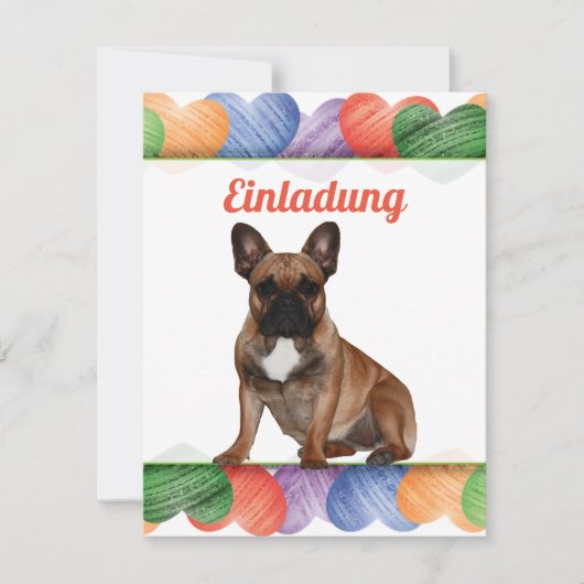 Französische Bulldoggen Einladung 招待状 (正面)