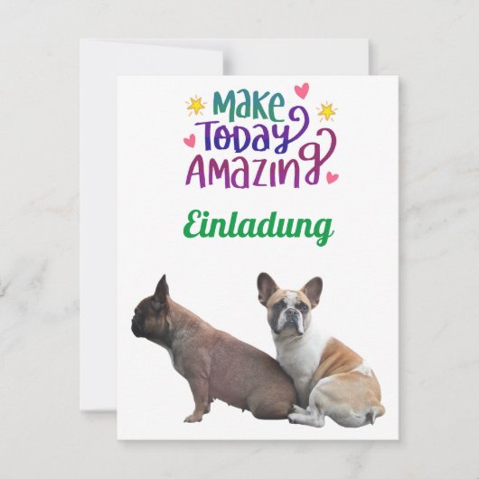 Französische Bulldoggen Einladung French Bulldog 招待状 (正面)