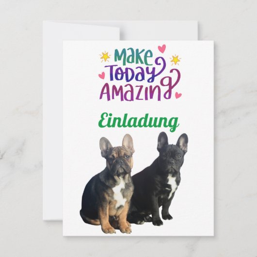 Französische Bulldoggen Einladung French Bulldog 招待状 (正面)