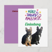 Französische Bulldoggen Einladung French Bulldog 招待状 (正面/裏面)