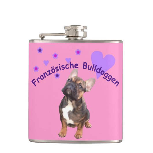 Französische Bulldoggen Flachmann フラスク (正面)