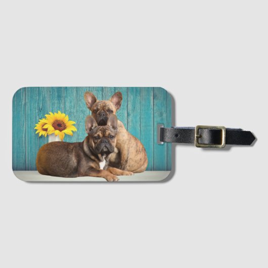 Französische Bulldoggen Friends French Bulldog ラゲッジタグ (正面横)