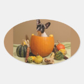 Französische Bulldoggen Halloween Aufkleber 楕円形シール (正面)