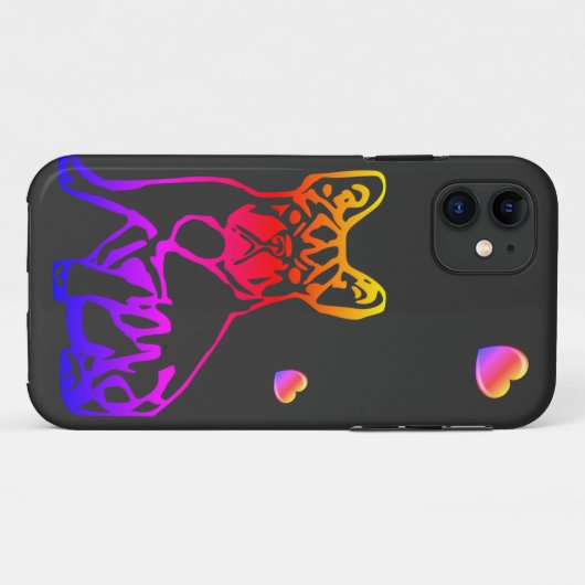 Französische Bulldoggen mit Herz French Bulldog Case-Mate iPhoneケース (裏面(横))