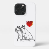 Französische Bulldoggen mit Herz French Bulldog iPhoneケース (裏面)