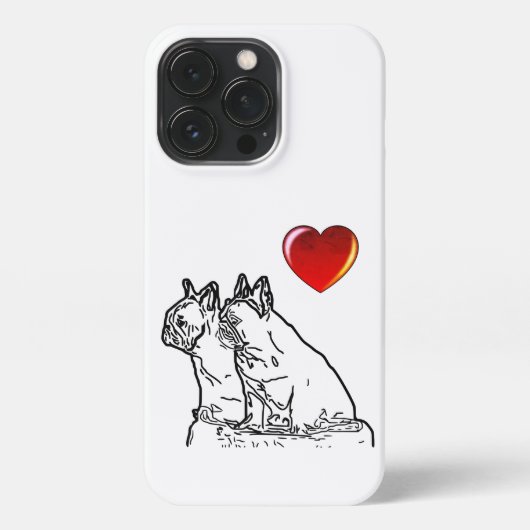 Französische Bulldoggen mit Herz French Bulldog iPhoneケース (裏面)