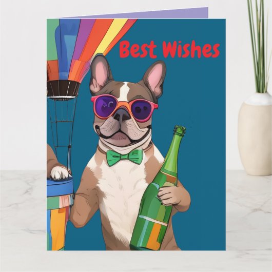 Französische Bulldoggen Neujahr French Bulldog カード (正面)