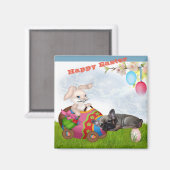 Französische Bulldoggen Ostern French Bulldog マグネット (正面/裏面)