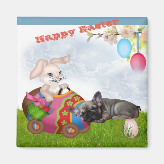 Französische Bulldoggen Ostern French Bulldog マグネット (正面)