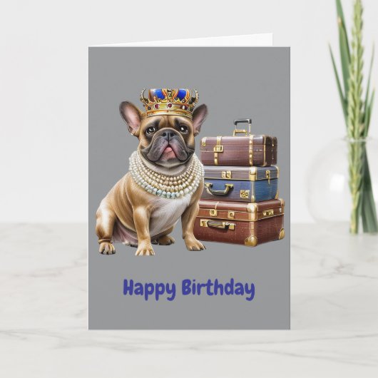 französische Bulldoggen Perlenketten Bulldog 招待状 (正面)