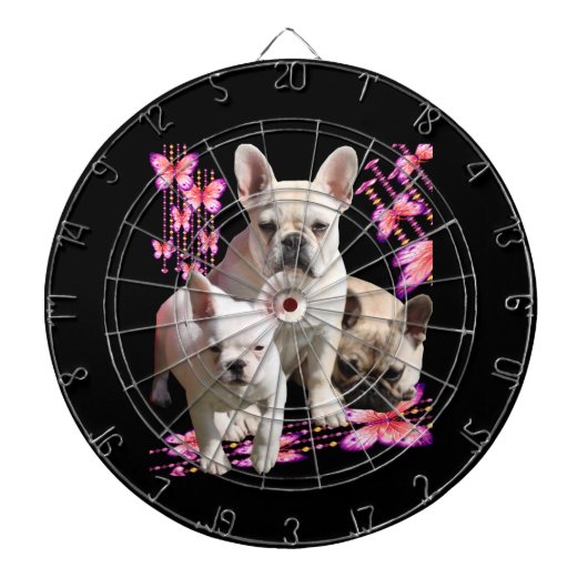 Französische Bulldoggen Schmetterling  Bulldog ダーツボード (正面)