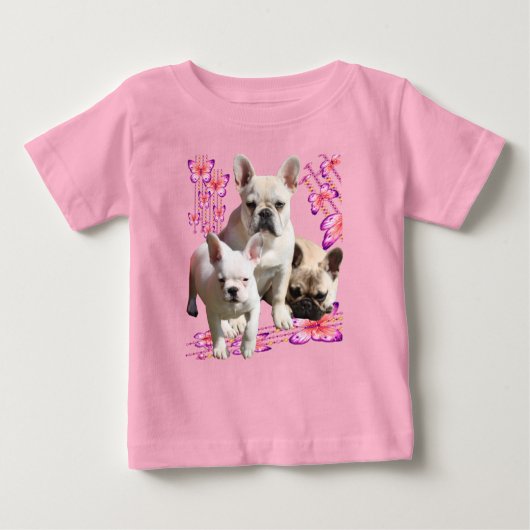 Französische Bulldoggen Schmetterlings Tag ベビーTシャツ (正面)