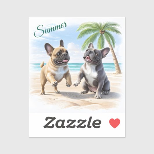 Französische Bulldoggen Strand French Bulldog シール (シート)