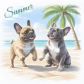 Französische Bulldoggen Strand French Bulldog シール (正面)