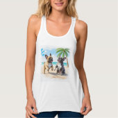 Französische Bulldoggen Strand French Bulldog タンクトップ (正面)