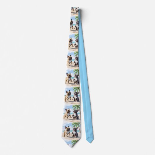 Französische Bulldoggen Strand French Bulldog ネクタイ (正面)