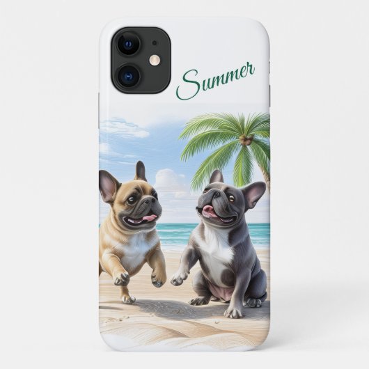 Französische Bulldoggen Strand French Bulldog Case-Mate iPhoneケース (裏面)