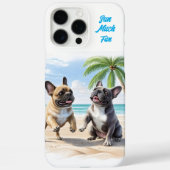 Französische Bulldoggen Strand French Bulldog Case-Mate iPhoneケース (裏面)