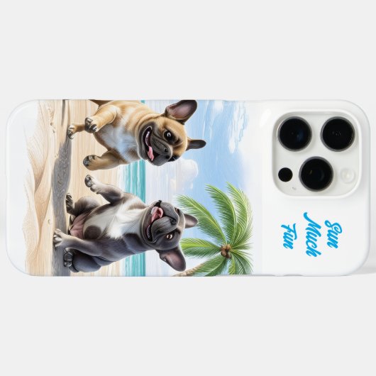 Französische Bulldoggen Strand French Bulldog Case-Mate iPhoneケース (裏面 (横))