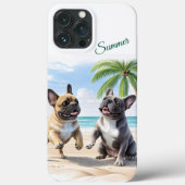 Französische Bulldoggen Strand French Bulldog Case-Mate iPhoneケース (裏面)