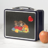 Französische Bulldoggen süße Welpen Christmas メタルランチボックス (インサイチュ)