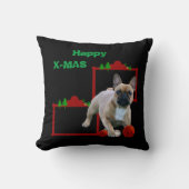 Französische Bulldoggen Weihnachten Feier クッション (正面)