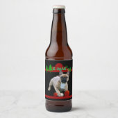 Französische Bulldoggen Weihnachten Feier ビールラベル (正面)