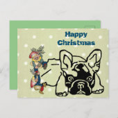 Französische Bulldoggen Weihnachten French Bulldog ポストカード (正面/裏面)