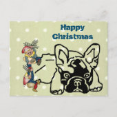 Französische Bulldoggen Weihnachten French Bulldog ポストカード (正面)