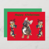 Französische Bulldoggen Weihnachten French Bulldog ポストカード (正面/裏面)
