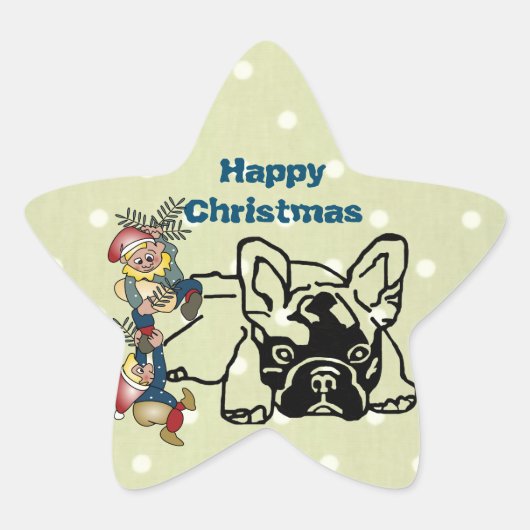 Französische Bulldoggen Weihnachten French Bulldog 星シール (正面)