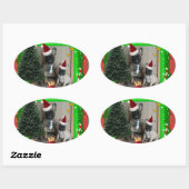 Französische Bulldoggen Weihnachten French Bulldog 楕円形シール (シート)