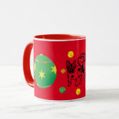 Französische Bulldoggen Weihnachten Tasse マグカップ (正面左)