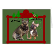 Französische Bulldoggen Weihnachtskarte (正面横)
