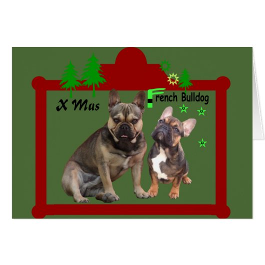 Französische Bulldoggen Weihnachtskarte (正面横)