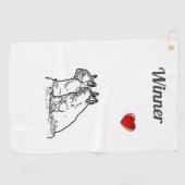 französische Bulldoggen zwei Freunde  ゴルフタオル (横)