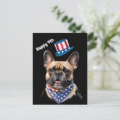 Französischen Bulldoggen Amerika 4.Juli ポストカード (スタンド正面)